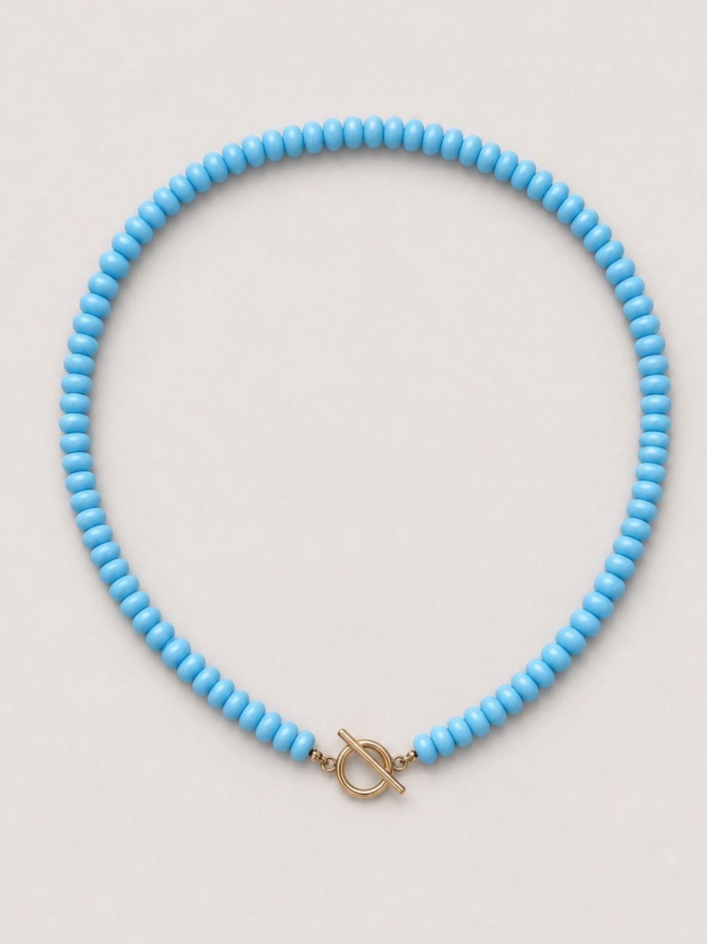 New! Preppy Colorful Blue Beaded Gold Toggle Necklace NWOT 1012